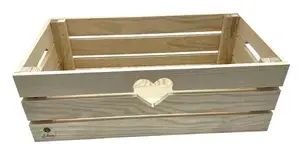 Dřevěná bedýnka s motivem srdce 400 x 270 x 170 mm